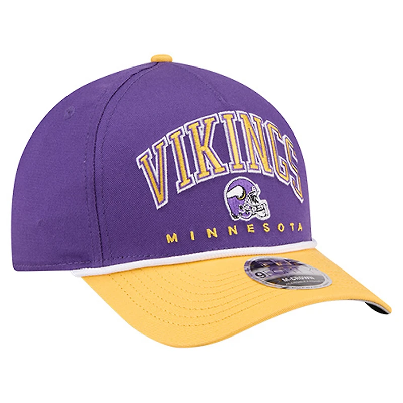 Men's New Era Purple Minnesota Vikings Arch COOLERA 9FORTY A-Frame M-Crown Adjustable Hat