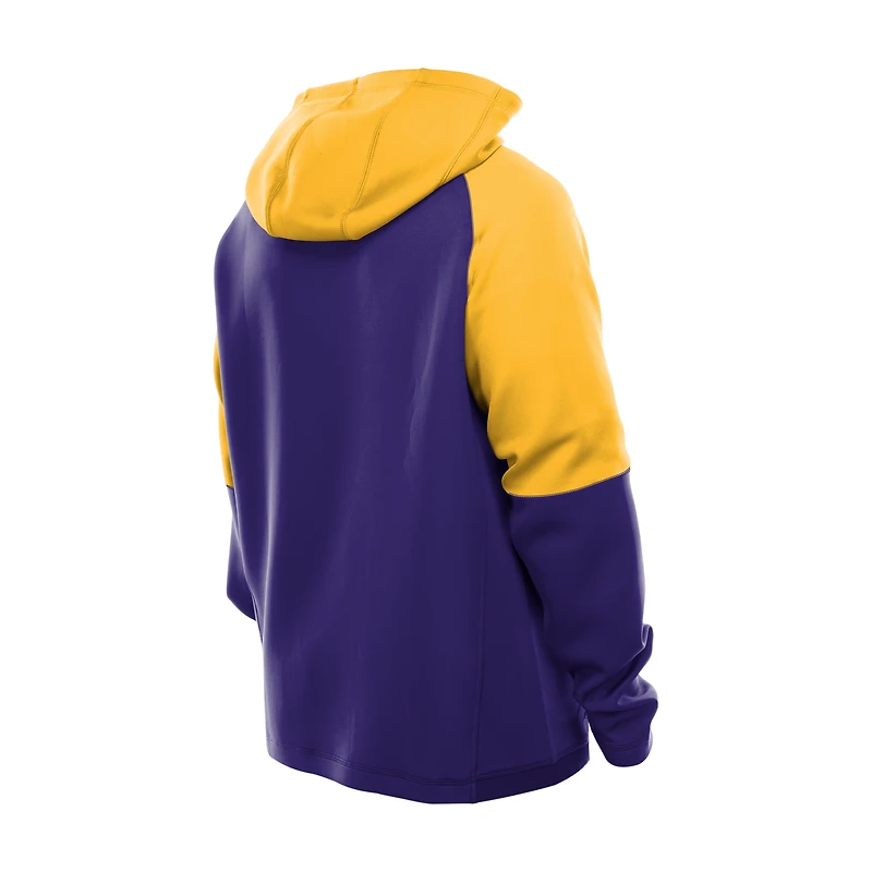 Sweat à capuche raglan violet blocs de couleurs authentiques des Vikings du Minnesota New Era pour homme
