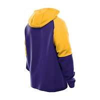Men's New Era  Purple Minnesota Vikings Combine Authentic Color Block Raglan Pullover Hoodie