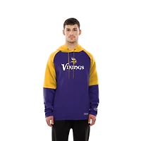 Sweat à capuche raglan violet blocs de couleurs authentiques des Vikings du Minnesota New Era pour homme