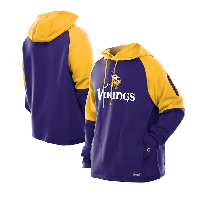 Sweat à capuche raglan violet blocs de couleurs authentiques des Vikings du Minnesota New Era pour homme