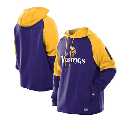 Sweat à capuche raglan violet blocs de couleurs authentiques des Vikings du Minnesota New Era pour homme