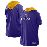 T-shirt à capuche et manches courtes raglan violet pour homme New Era des Minnesota Vikings Combine Authentic