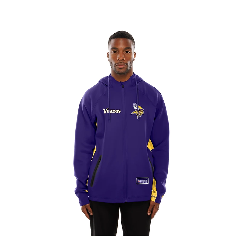 Men's New Era  Purple Minnesota Vikings Combine Authentic Raglan Scuba Full-Zip Hoodie