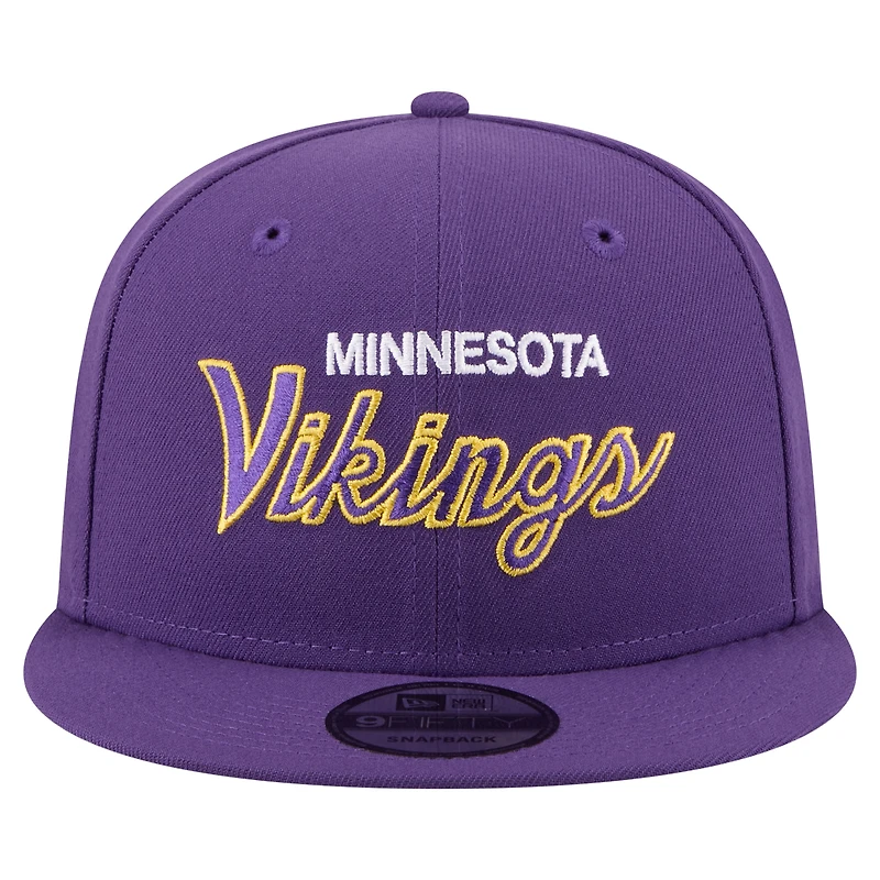 Men's New Era Purple Minnesota Vikings Core Team Script 9FIFTY Snapback Hat