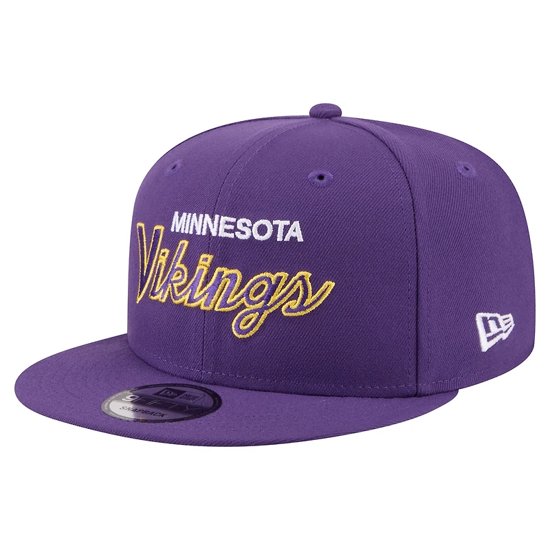 Men's New Era Purple Minnesota Vikings Core Team Script 9FIFTY Snapback Hat