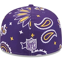 Casquette ajustée 59FIFTY violet Minnesota Vikings Paisley pour hommes New Era