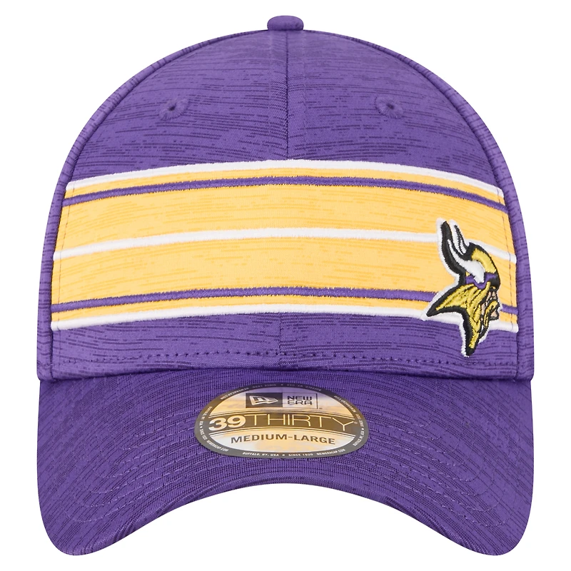 Men's New Era Purple Minnesota Vikings Stripes 39THIRTY Flex Hat