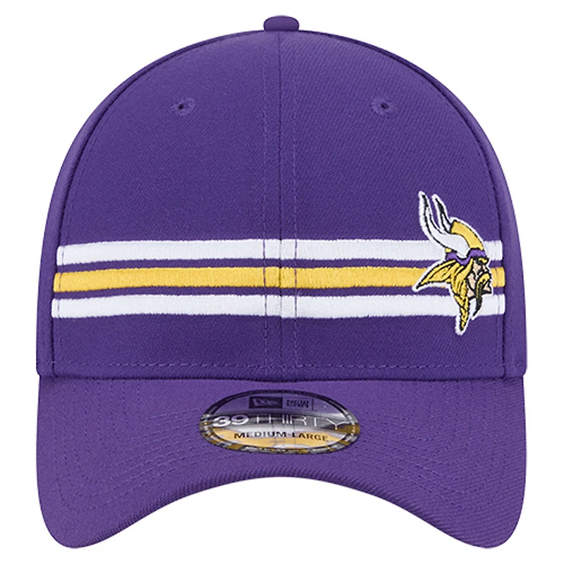 Men's New Era Purple Minnesota Vikings Stripes 39THIRTY Flex Hat