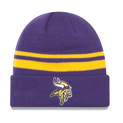 Men's New Era Purple Minnesota Vikings Team Stripe Cuffed Knit Hat