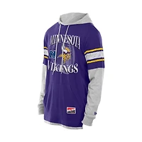 Men's New Era Purple Minnesota Vikings Twofer Layered Long Sleeve Hoodie T-Shirt