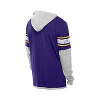 Men's New Era Purple Minnesota Vikings Twofer Layered Long Sleeve Hoodie T-Shirt