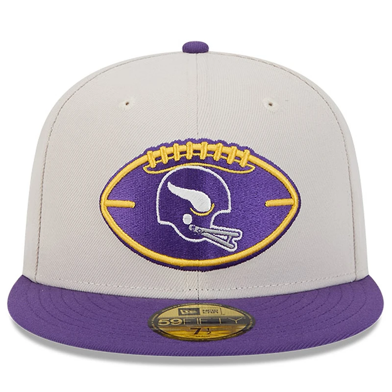 Men's New Era Stone/Purple Minnesota Vikings 2024 Sideline Historic 59FIFTY Fitted Hat