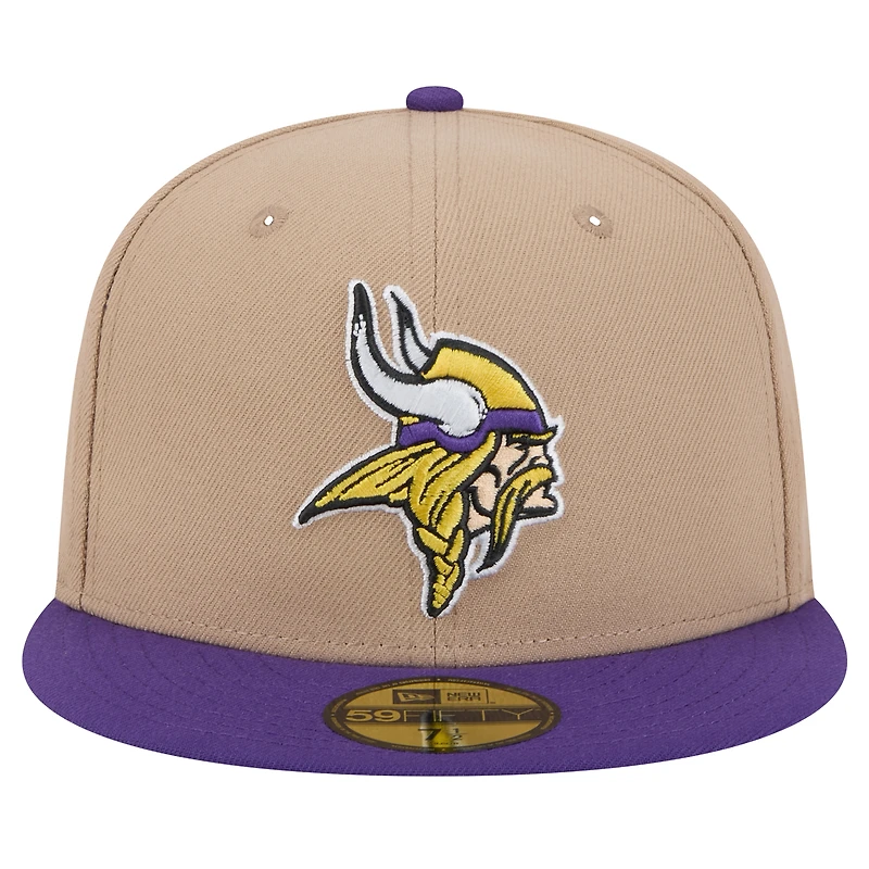 Men's New Era Tan Minnesota Vikings  Logo Main 59FIFTY Fitted Hat