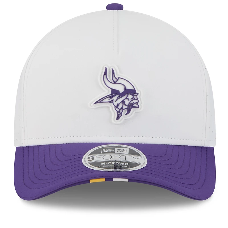 Men's New Era  White/Purple Minnesota Vikings 2025 NFL Training Camp A-Frame 9FORTY Adjustable Hat