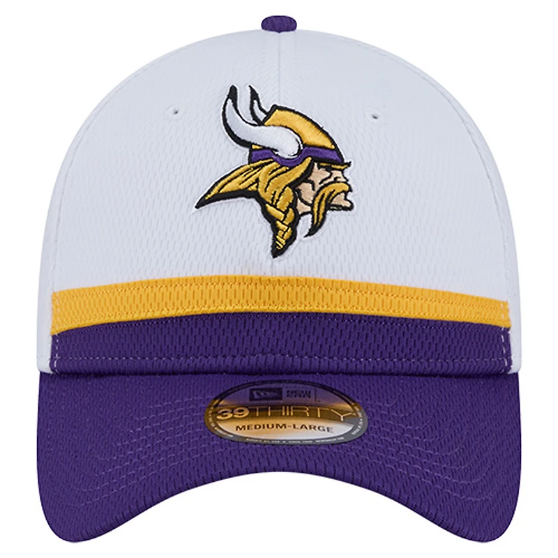 Casquette 39THIRTY Flex blanche/violette pour homme des Vikings du Minnesota, Dashmark Rays, New Era