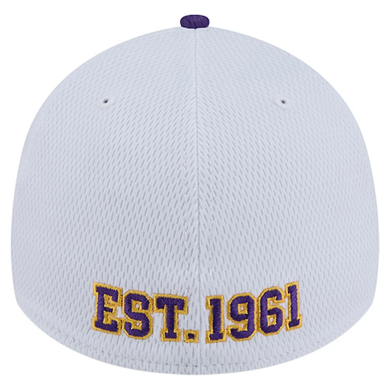 Casquette 39THIRTY Flex blanche/violette pour homme des Vikings du Minnesota, Dashmark Rays, New Era