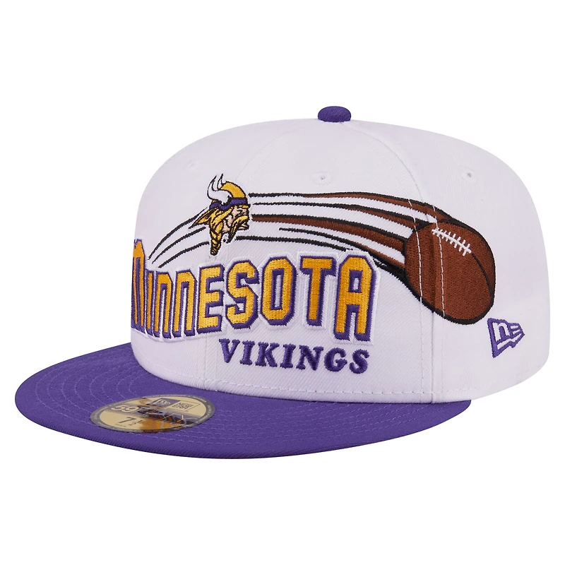 Men's New Era White/Purple Minnesota Vikings Retro Swoop 59FIFTY Fitted Hat