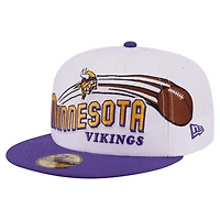 Men's New Era White/Purple Minnesota Vikings Retro Swoop 59FIFTY Fitted Hat