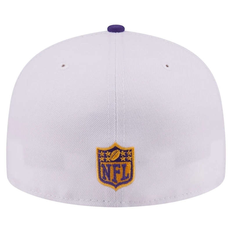 Men's New Era White/Purple Minnesota Vikings Retro Swoop 59FIFTY Fitted Hat