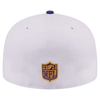 Men's New Era White/Purple Minnesota Vikings Retro Swoop 59FIFTY Fitted Hat