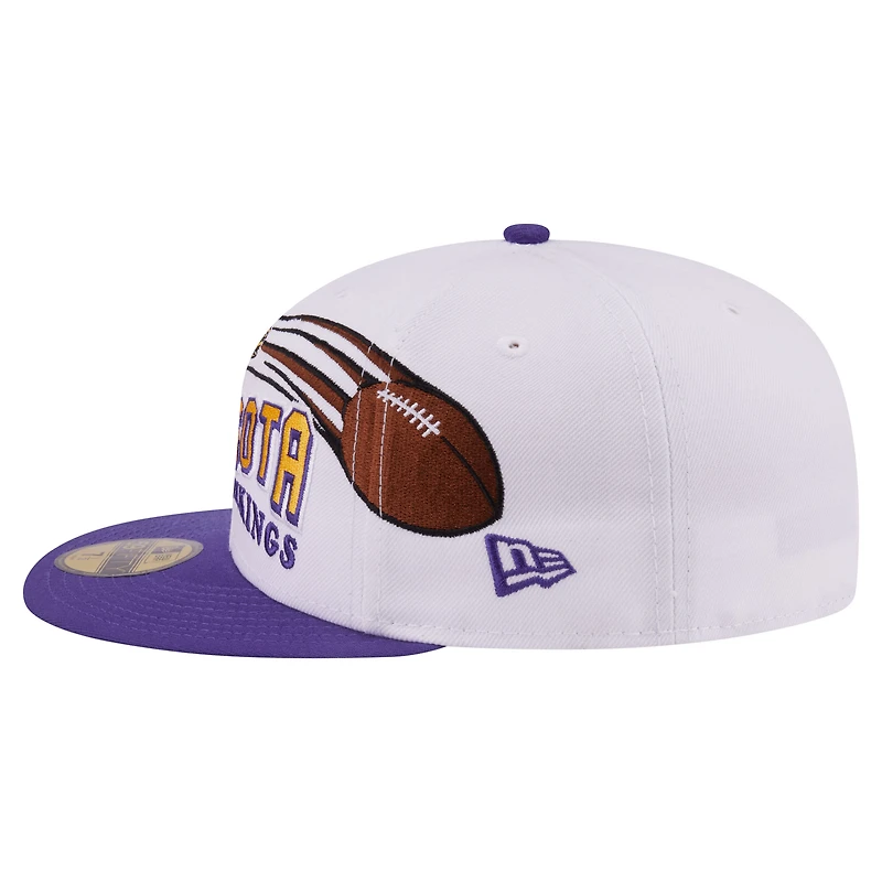 Men's New Era White/Purple Minnesota Vikings Retro Swoop 59FIFTY Fitted Hat