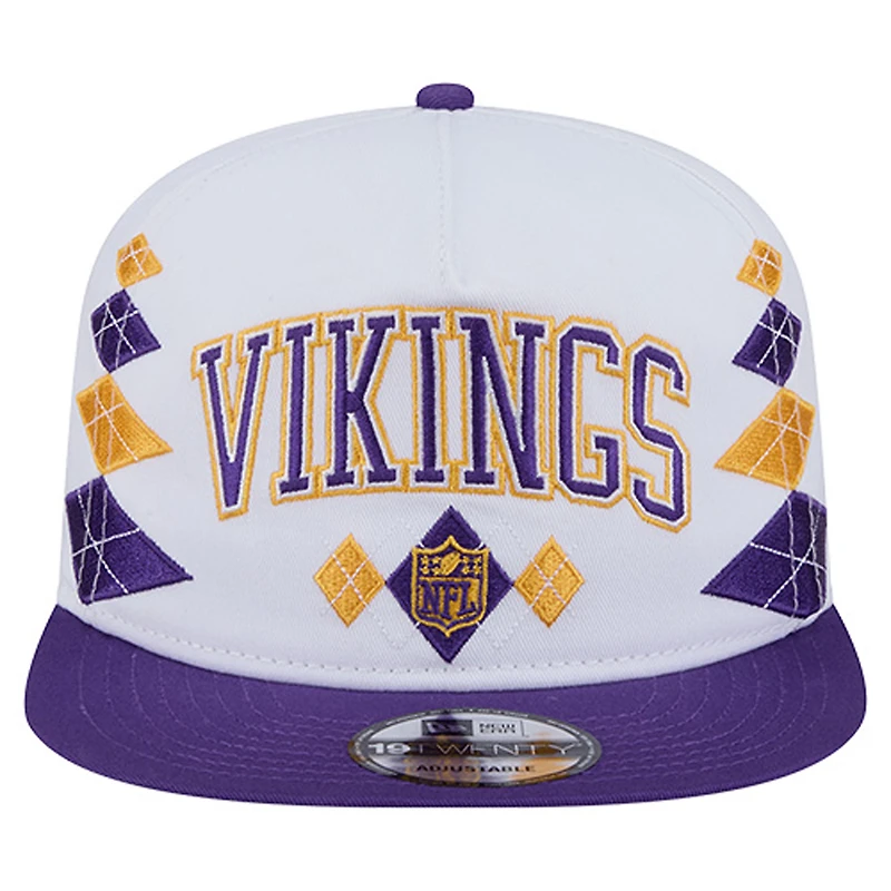 Casquette ajustable New Era blanche Minnesota Vikings Argyle 19TWENTY pour homme