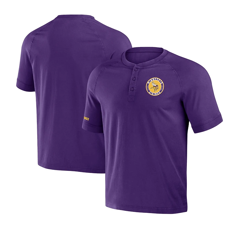 T-shirt Henley violet délavé NFL x Darius Rucker pour homme, collection Fanatics, Minnesota Vikings