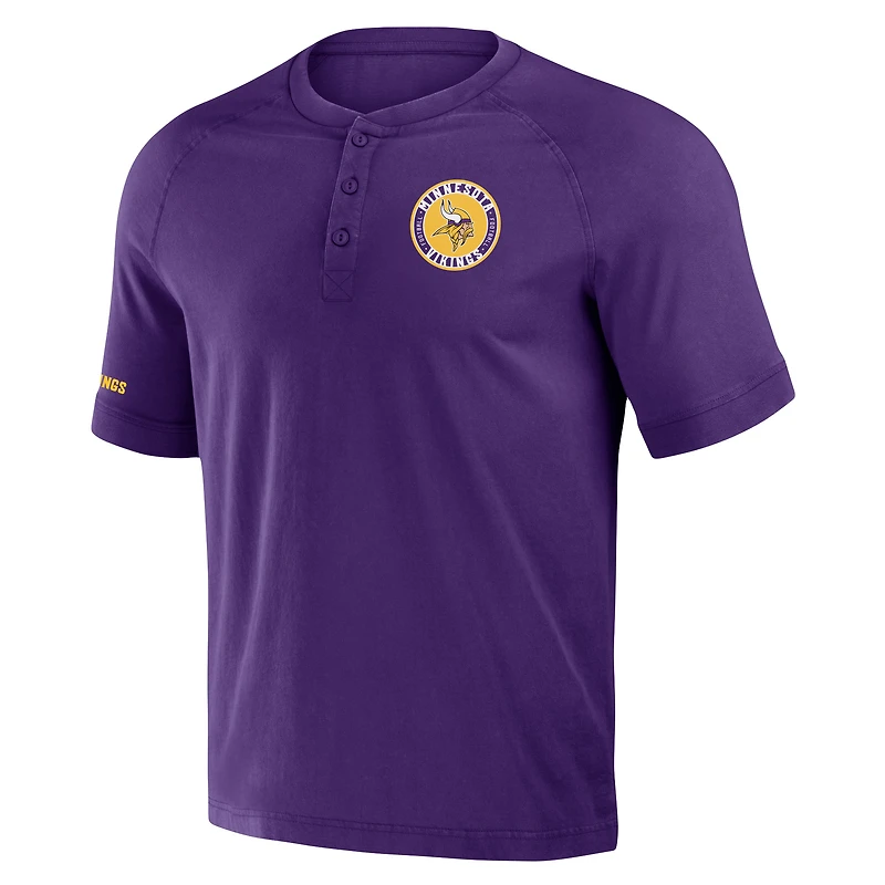 T-shirt Henley violet délavé NFL x Darius Rucker pour homme, collection Fanatics, Minnesota Vikings