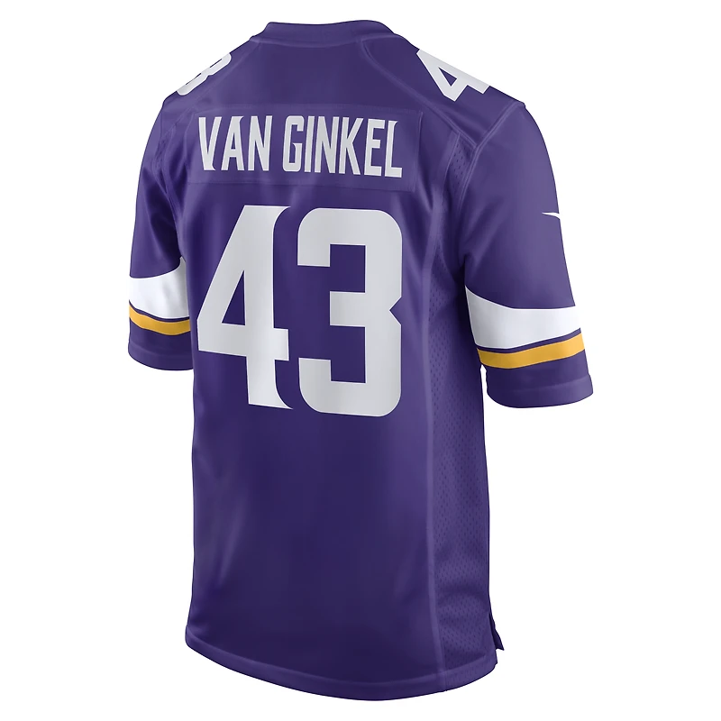 Maillot de match l'équipe Nike Andrew Van Ginkel violet des Minnesota Vikings pour hommes