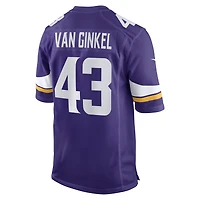 Maillot de match l'équipe Nike Andrew Van Ginkel violet des Minnesota Vikings pour hommes