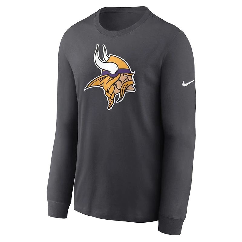 Men's Nike Anthracite Minnesota Vikings Primary Logo Long Sleeve T-Shirt