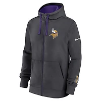 Men's Nike Anthracite Minnesota Vikings Primetime Club Full-Zip Hoodie