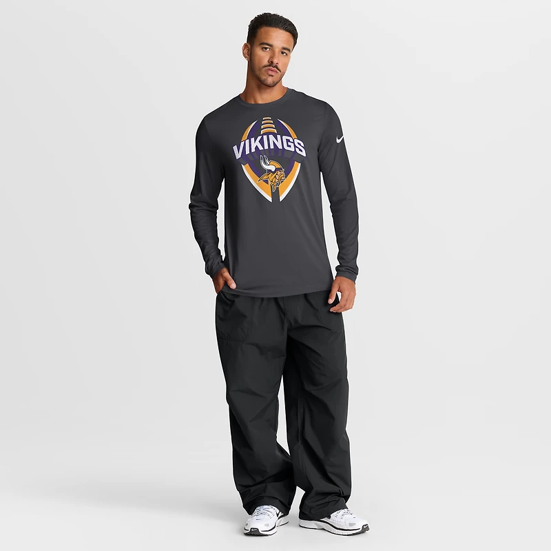 Men's Nike Anthracite Minnesota Vikings Primetime Legend Icon Performance Long Sleeve T-Shirt