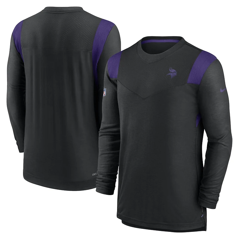 T-shirt à manches longues Nike Minnesota Vikings Sideline Performance pour homme, noir/violet