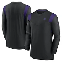 T-shirt à manches longues Nike Minnesota Vikings Sideline Performance pour homme, noir/violet