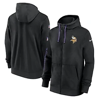 Sweat à capuche entièrement zippé Nike Minnesota Vikings 2024 Sideline Club pour homme, noir