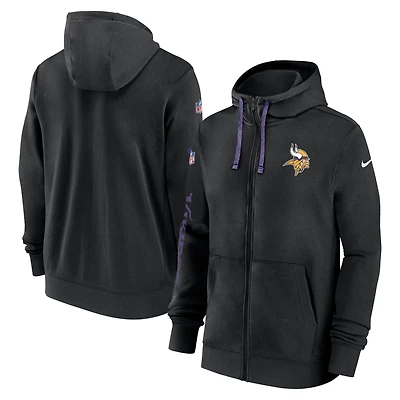 Sweat à capuche entièrement zippé Nike Minnesota Vikings 2024 Sideline Club pour homme, noir