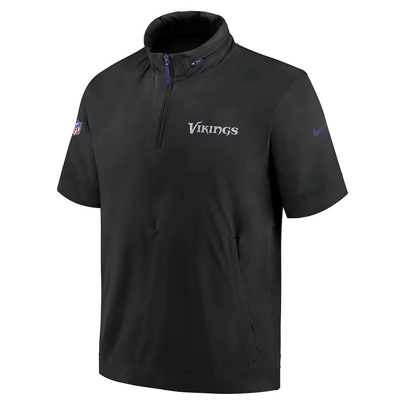 Veste à capuche et demi-zip Nike pour hommes, noir, Minnesota Vikings 2024 Sideline Coach