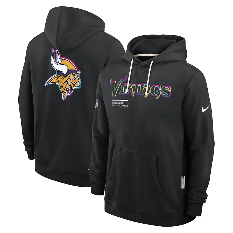 Sweat à capuche Nike noir Minnesota Vikings NFL Crucial Catch 2025 pour homme, édition standard Dri-FIT