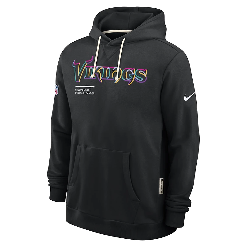 Sweat à capuche Nike noir Minnesota Vikings NFL Crucial Catch 2025 pour homme, édition standard Dri-FIT