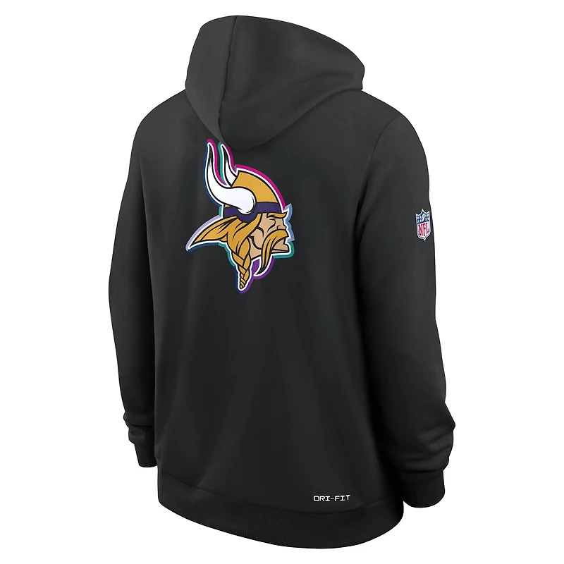 Sweat à capuche Nike noir Minnesota Vikings NFL Crucial Catch 2025 pour homme, édition standard Dri-FIT