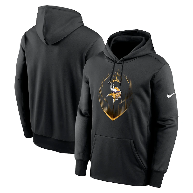 Sweat à capuche Nike Minnesota Vikings Icon Performance pour homme, noir