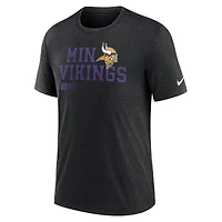 T-shirt à trois mélanges Nike pour hommes, noir, Minnesota Vikings Overlap Lockup