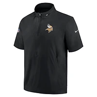 Nike Minnesota Vikings Sideline Coach Veste à capuche manches courtes et fermeture éclair pour homme Noir