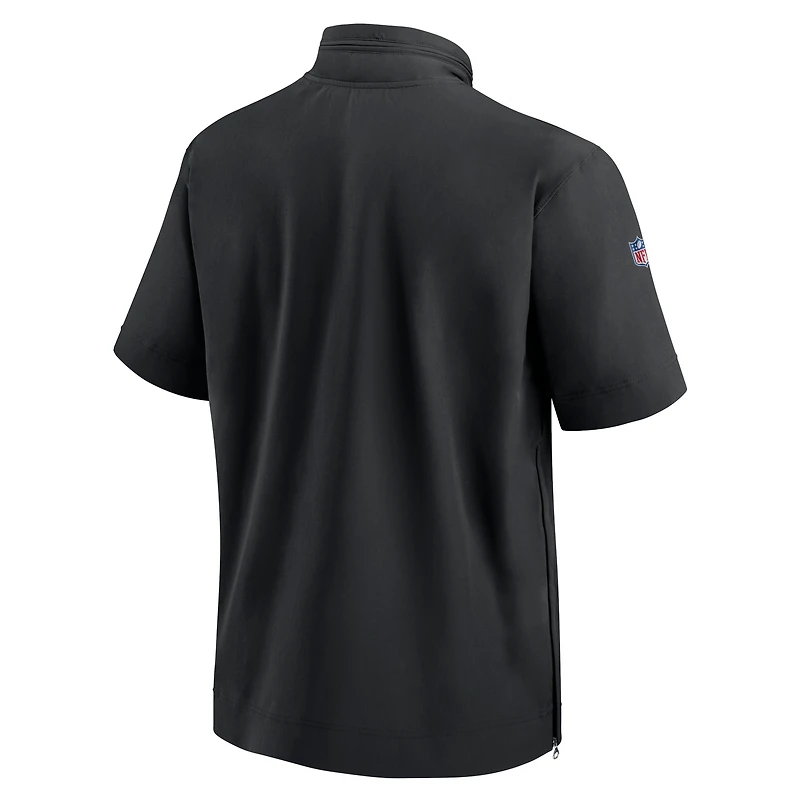 Nike Minnesota Vikings Sideline Coach Veste à capuche manches courtes et fermeture éclair pour homme Noir