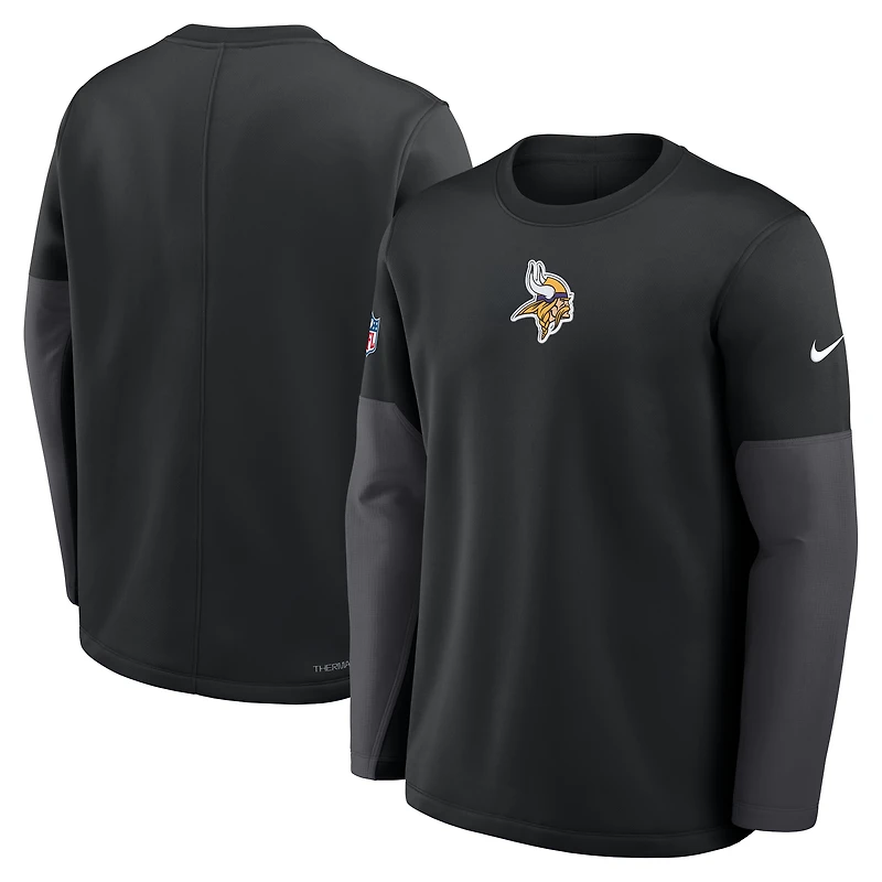 Men's Nike Black Minnesota Vikings Sideline Coach Therma-FIT Long Sleeve T-Shirt