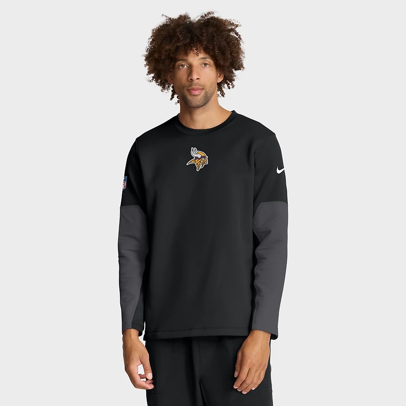 Men's Nike Black Minnesota Vikings Sideline Coach Therma-FIT Long Sleeve T-Shirt
