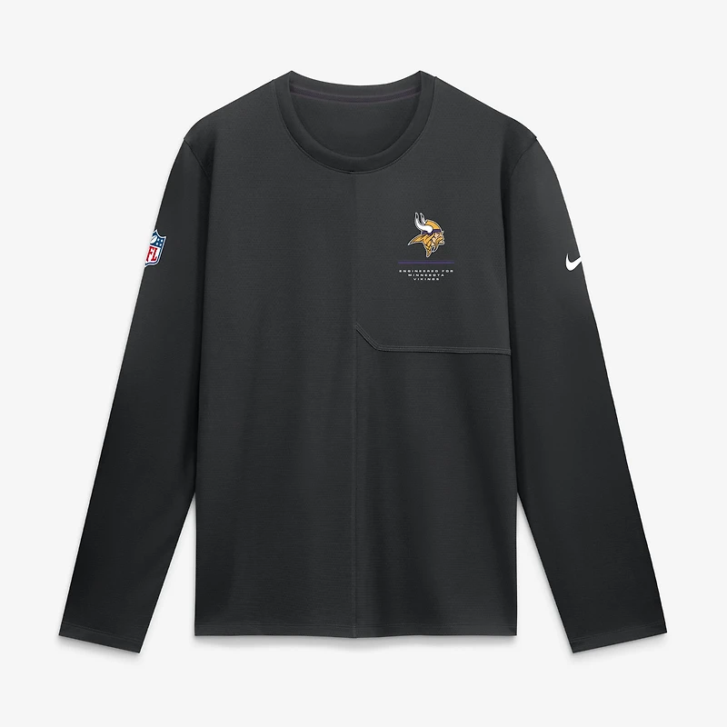 T-shirt à manches longues Nike violet Minnesota Vikings Sideline Coaches UV Dri-FIT pour homme