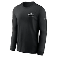 T-shirt Nike noir à manches longues Dri-FIT pour homme, motif Minnesota Vikings